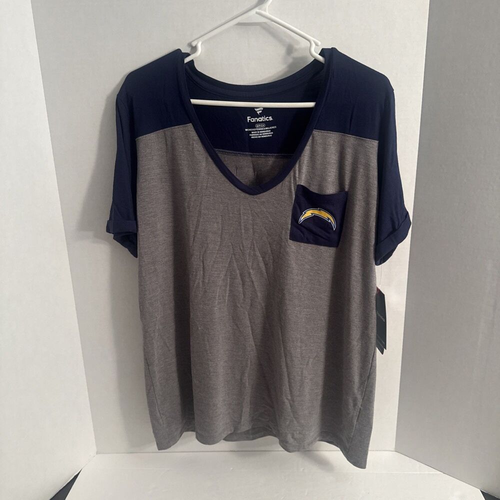 Los Angeles Chargers NFL Scoop Neck Pocket Short Sleeve Shirt Womens Small NWT